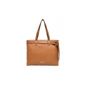 Liu Jo Tassen, Dames, Bruin, ONE Size, Logo Metallic Shoulder Bag