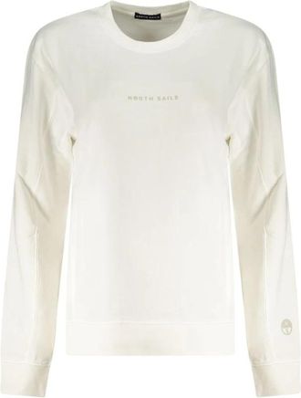 North Sails Sweater met ronde hals en logo in reli&euml;f - Dames - Sweatshirts - Wit - XS - Katoen - Hoodies & sweatvesten