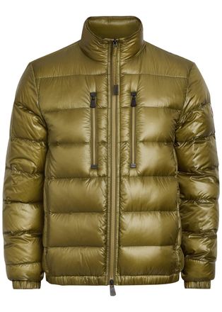 Moncler Logo-appliqu&eacute;d Padded Shell Jacket - Olive - 4 (UK42 / XL)