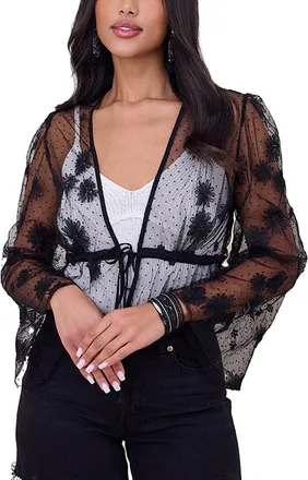 Saachi Saachi Floral Mesh Tie Top