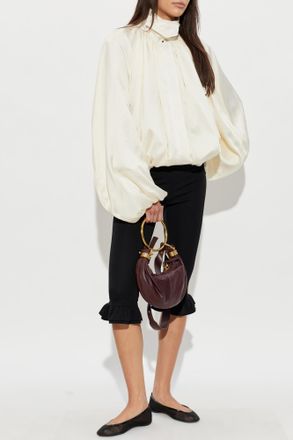 Rotate Satin Jacket With Draping, Womens, Cream