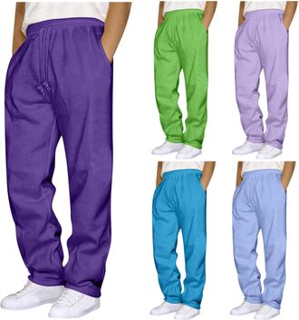 Generic Mens Tracksuit Bottoms Plus Size Joggers for Men UK Casual Cargo Work Joggers Elasticated Waist Drawstring Mens Straight-Leg Sweatpants with Pockets O