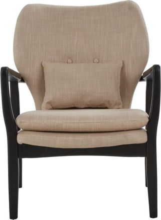 Premier Housewares Stockholm Beige Chair with Black Wooden Frame