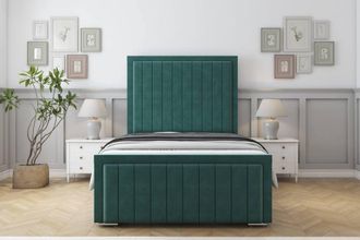 Sloomy Richmond Plush Frame-Mattress - 50 Upholstered Headboard in Emerald | Size: Double