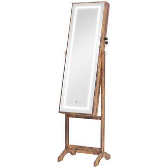 HOMCOM Espejo joyero 46x36.5x151.5 cm marr&oacute;n r&uacute;stico