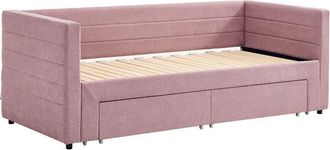 Vente-Unique Letto a scomparsa 2x80x200cm Con rete a doghe e cassetti Tessuto testurizzato Rosa - CAMITY
