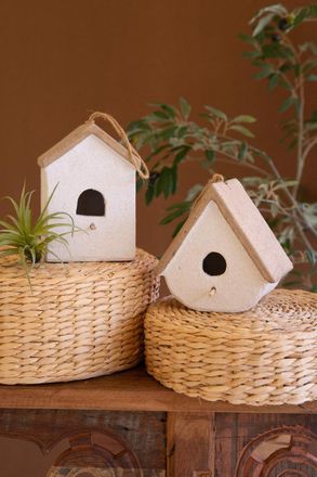 Kalalou Set Of Two Cement Birdhouses