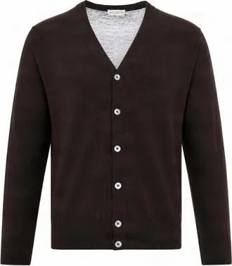 Ballantyne Brown V-Neck Buttoned Wool Cardigan