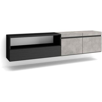 Skraut Home Skraut Home - Mueble Tv, Televisi&oacute;n, Muebles De Sal&oacute;n, Almacenaje, 200x45x35cm, Para Tv Hasta 80, Colgado, Suspendido, Estilo Moderno, Gris Cemento