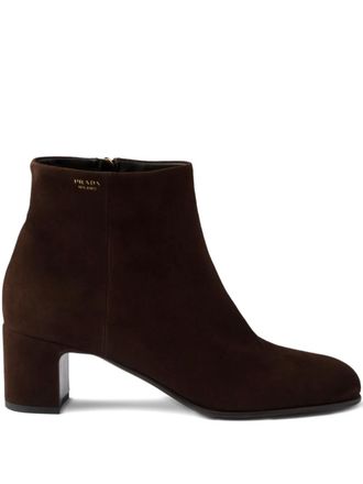 Prada 55mm side-zip leather boots - Brown