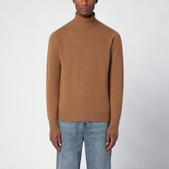 Drumohr Camel-coloured turtleneck sweater in wool