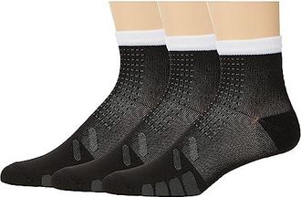 eurosock Bike Quarter Compression 3-Pack Crew Cut Socks Shoes Black : LG (US Mens Shoe 9-11 - Womens Shoe 10-12), Nylon