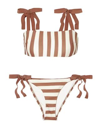 Zimmermann Brown and Yellow Stripe Bikini Size L