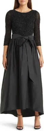 Pisarro Nights Beaded Bodice Taffeta A-Line Gown in Black 001 at Nordstrom Rack, Size 14