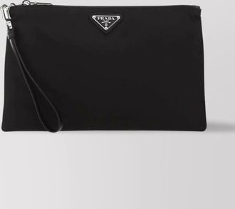 Prada rectangular re-nylon clutch with detachable wrist handle
