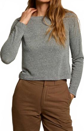 perfectwhitetee Parker Cotton Long Sleeve Top In Heather Grey