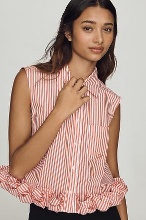 Maeve Cotton Ruffle Buttondown Shirt