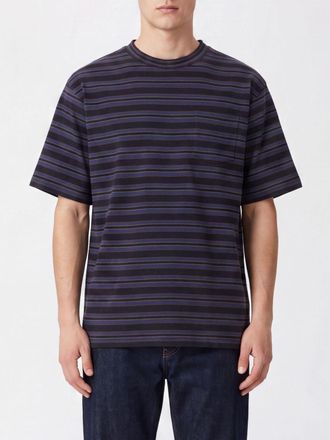 sacai T-shirt a righe in cotone con tasca a toppa e spalle scese