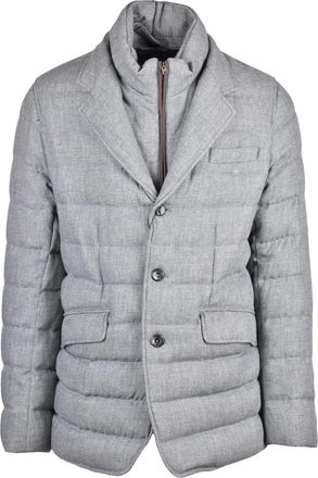 Herno Quilted Grey Jacket in Viscose and Virgin Wool Blend