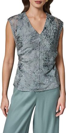 DKNY Dot Burnout V-Neck Top in Waterlily Combo at Nordstrom, Size 14