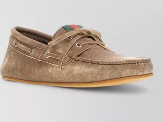 Gucci leather loafers moc toe rubber sole lace