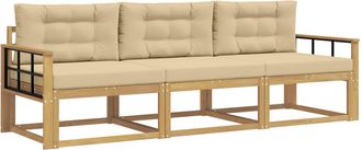 vidaXL Conjunto De Sof&aacute;s De Exterior 3 Uds. Y Beige Poli&eacute;ster Vidaxl