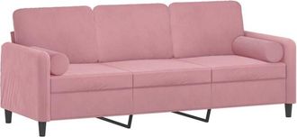 vidaXL Vidaxl - Sof&aacute; De 3 Plazas Con Cojines Terciopelo Rosa 180 Cm