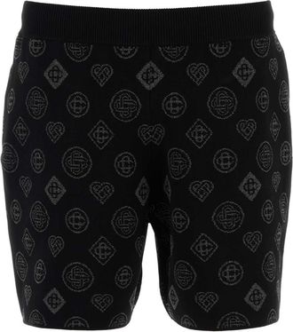 Casablanca Mens Embroidered Stretch Jacquard Bermuda Shorts - Black viscose - Size X-Large