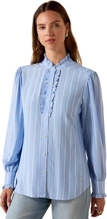 Ariat Womens Cricklade Blouse Long Sleeve in Pacific Blue Stripe, Size X-Large, by Ariat
