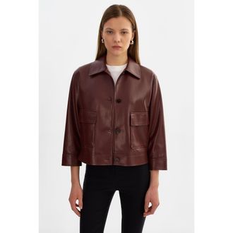 LaMarque Elara | Faux Leather Jacket in Wax Brown at Nordstrom, Size Xx-Small