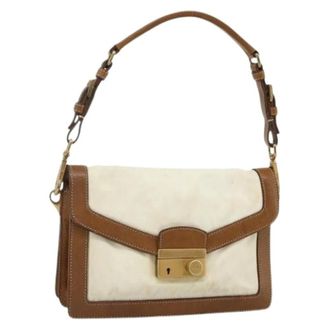 Prada Pre-owned Shoulder Bags, female, Beige, Size: ONE SIZE Pre-owned Vintage Nylon Shoulder Bag