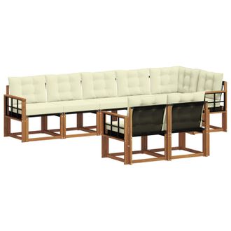 vidaXL Conjunto De Sof&aacute;s De Exterior Con Coj&iacute;n 8 Pcs Natural Y Crema Vidaxl