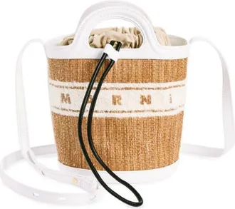 Marni Mini Tropicalia Faux Raffia Bucket Bag in Ecru at Nordstrom