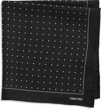 Tom Ford Polka Dot Mulberry Silk Pocket Square in Black at Nordstrom