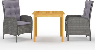 vidaXL Juego De Comedor De Jard&iacute;n De 3 Piezas Gris Vidaxl