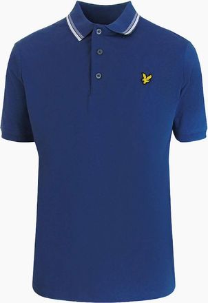 Lyle & Scott Mens Lyle & Scott Dashed Tipped Collar Ink Blue Polo Shirt - Navy - Size: 42