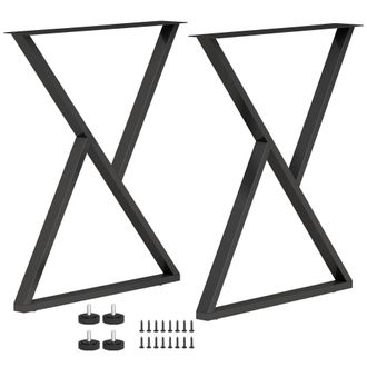 HOMCOM Patas de mesa 60x10x72 cm negro
