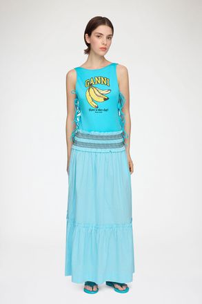 Ganni Blue Convertible Skirt in Check - Size 32 Organic Cotton