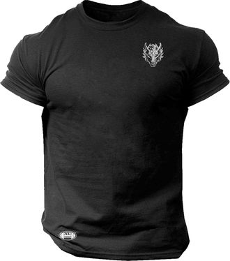 Generic Dragon Head T Shirt Small Gym Monster Clothing Bodybuilding Training Workout Exercise Boxing MMA Top (UK, Alpha, XL, Regular, Regular, Black)