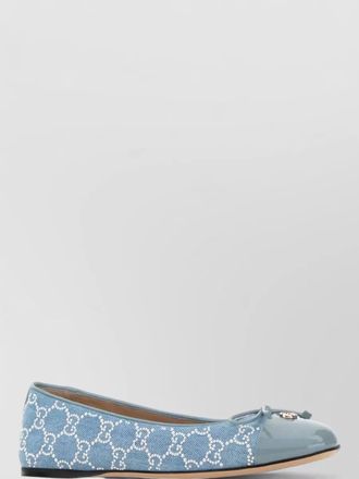 Gucci denim ballerina flats round toe bow
