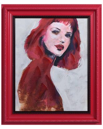 Empire Art Direct Scarlet Muse Hand-Painted Embellished Canvas Wall Art With Baroque Frame