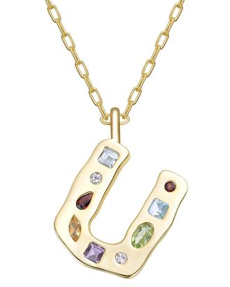 Genevive 14K Plated Cz Alphabetical Necklace