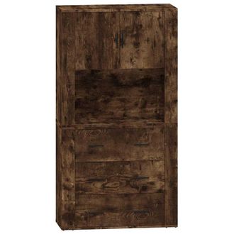 vidaXL Aparador Alto Madera Contrachapada Roble Ahumado Vidaxl