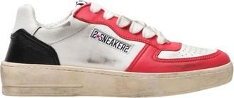 2Star Witte Leren Padel Sneakers Rode Details - Heren - Sneakers - Wit - 42 EU - Leer - Schoenen
