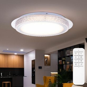 ETC Shop Etc-shop - Plafoniera led con telecomando plafoniera dimmerabile cristallo argento, luce notturna cct, 22W 2000Lm bianco caldobianco freddo, d 45 cm