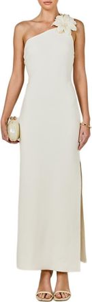 endless rose Flower One-Shoulder Knit Maxi Dress in Off White at Nordstrom, Size X-Small