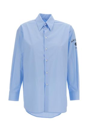 Maison Margiela Light Blue Oversized Cotton Shirt With Adjustable Cuffs