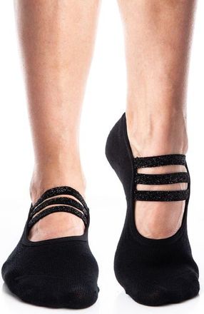 Arebesk Sparkle Cotton Blend Gripper Socks in Black at Nordstrom, Size Medium