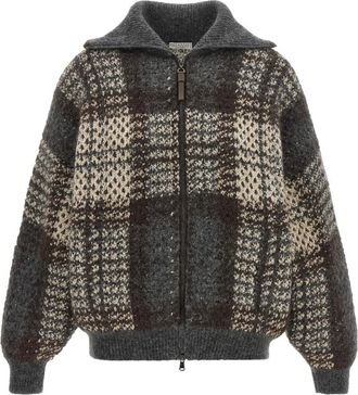 Brunello Cucinelli Grey Plaid Shirt Collar Jacket