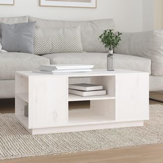 vidaXL Mesa De Centro De Madera Maciza De Pino Blanco 90x49x40,5 Cm Vidaxl